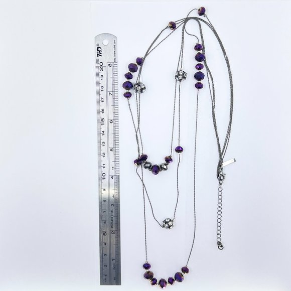 NWOT - Lane Bryant - Color Shift Glass Beaded Gunmetal Tone Layered 24” Necklace - Picture 6 of 6